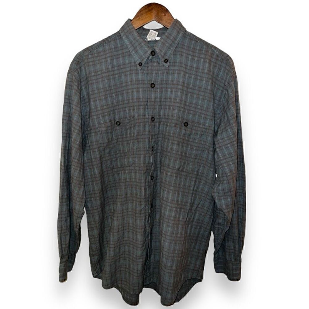 The Territory Ahead Blue and Orange Check Button Down Shirt Size L